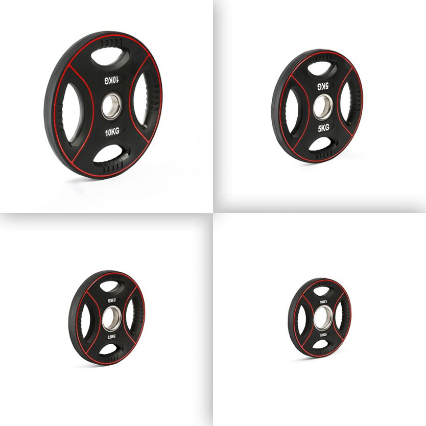 Vorteilspaket Polyurethan 4-Grip Hantelscheiben 50 mm – 125 kg