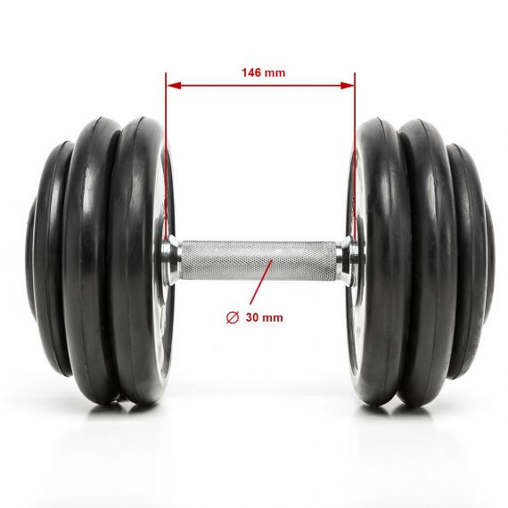 CHD Complete Dumbbell Sets - Rubber - 2.5 kg Incline - 5 to 70 kg