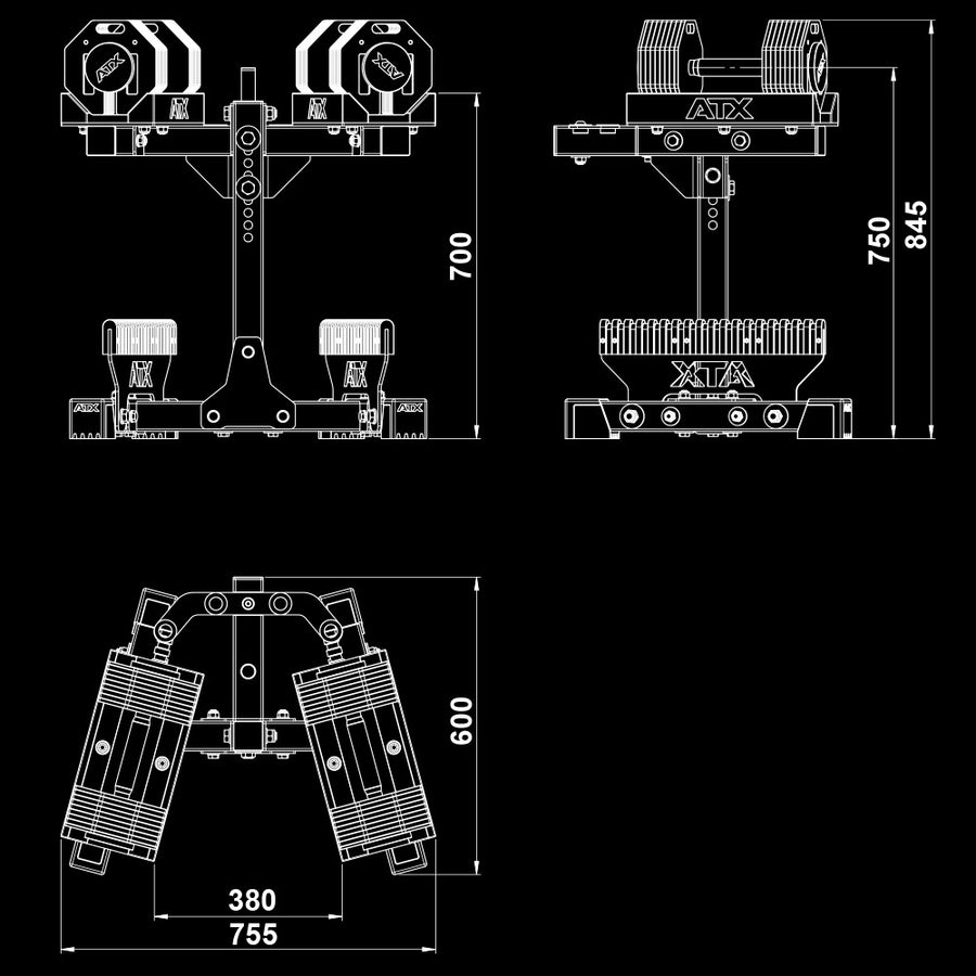 ATX® Octa Dumbbells 2 x 36 kg - Verstellbare Hanteln inkl. Ablageständer