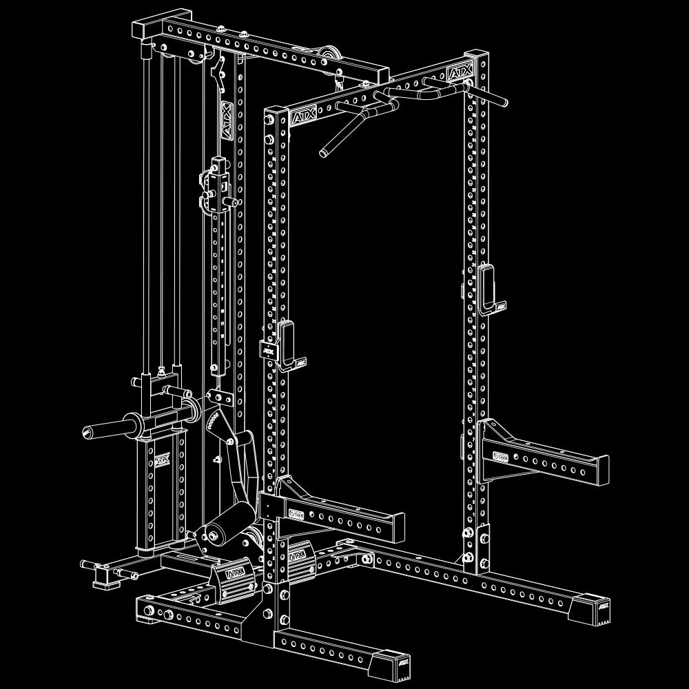 ATX® Half Rack 780 mit Latzug - Plate Load Isoansicht