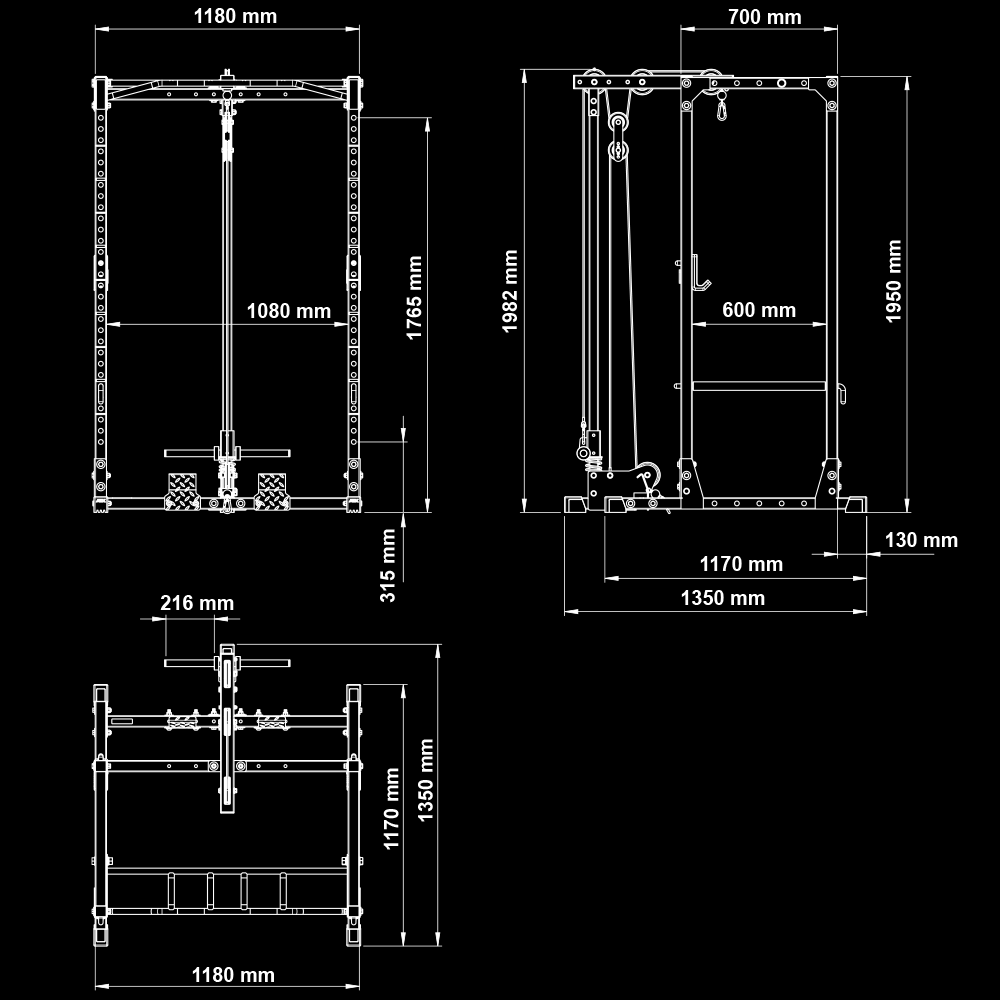ATX® Power Rack PRX-510-XS with lat pull-down station Plate Load - height 198 cm