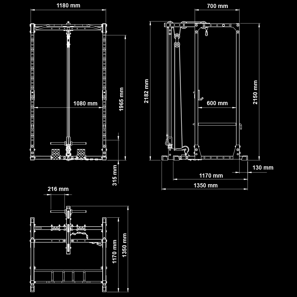 ATX® Power Rack PRX-520-XS with plate load lat pulldown - height 215 cm