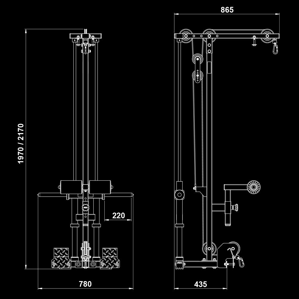 ATX® Lat Pulldown Options LTO-II -Plate Load - for Power Rack PRX-510/520