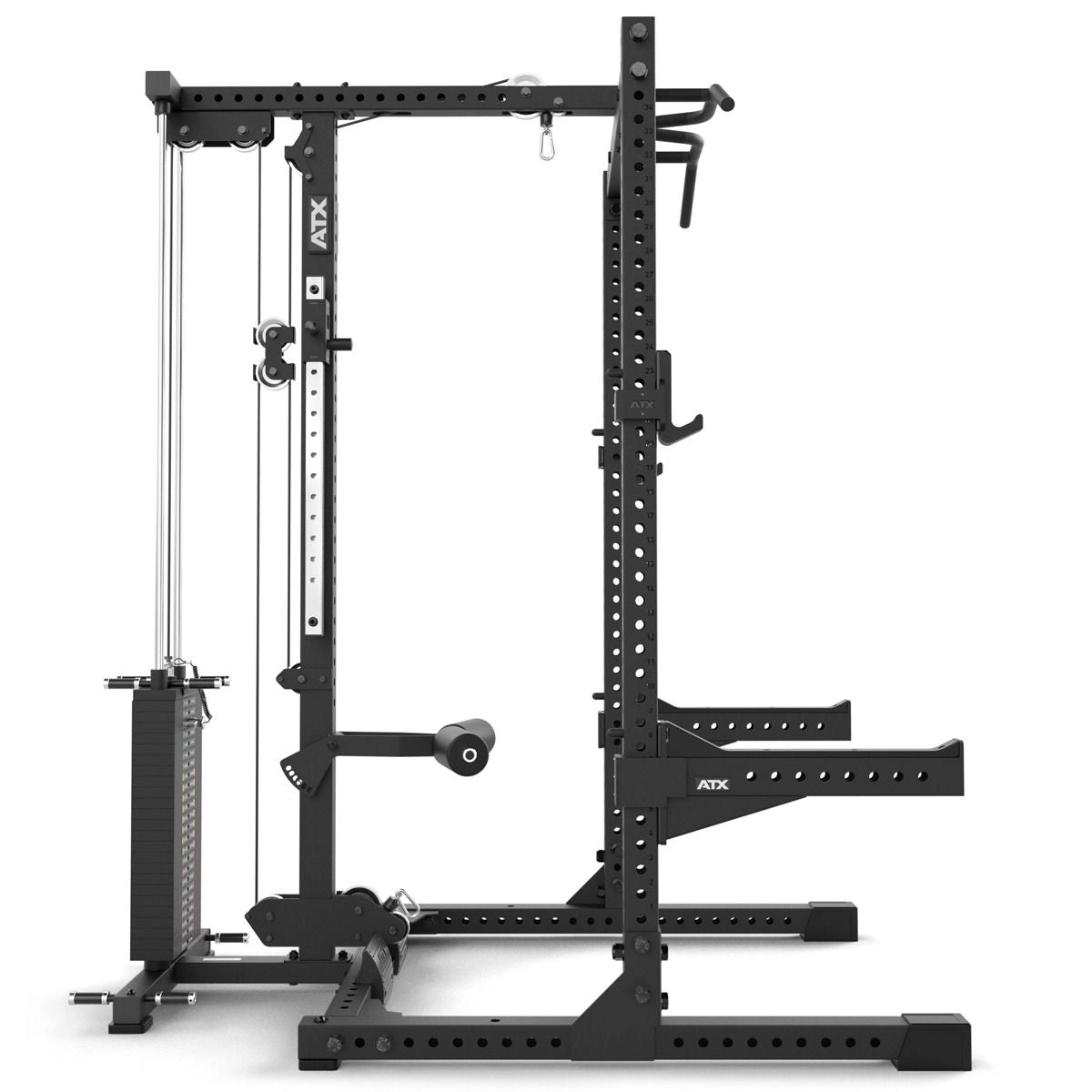 ATX® Half Rack 780 mit Latzug - Steckgewichte seitliche Ansicht