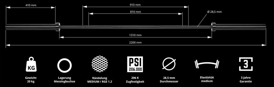 ATX® Power Bar Black Mamba - Federstahl Maße