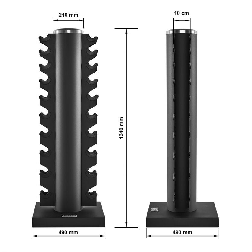 Dumbbell set chrome 1-10 kg including storage column